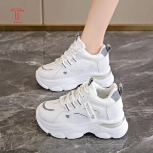 Zontax T668 Women’s Korean-Style Breathable Sneakers – 7cm Height Boost, Colorful Laces (Runs Small, Size Up)
